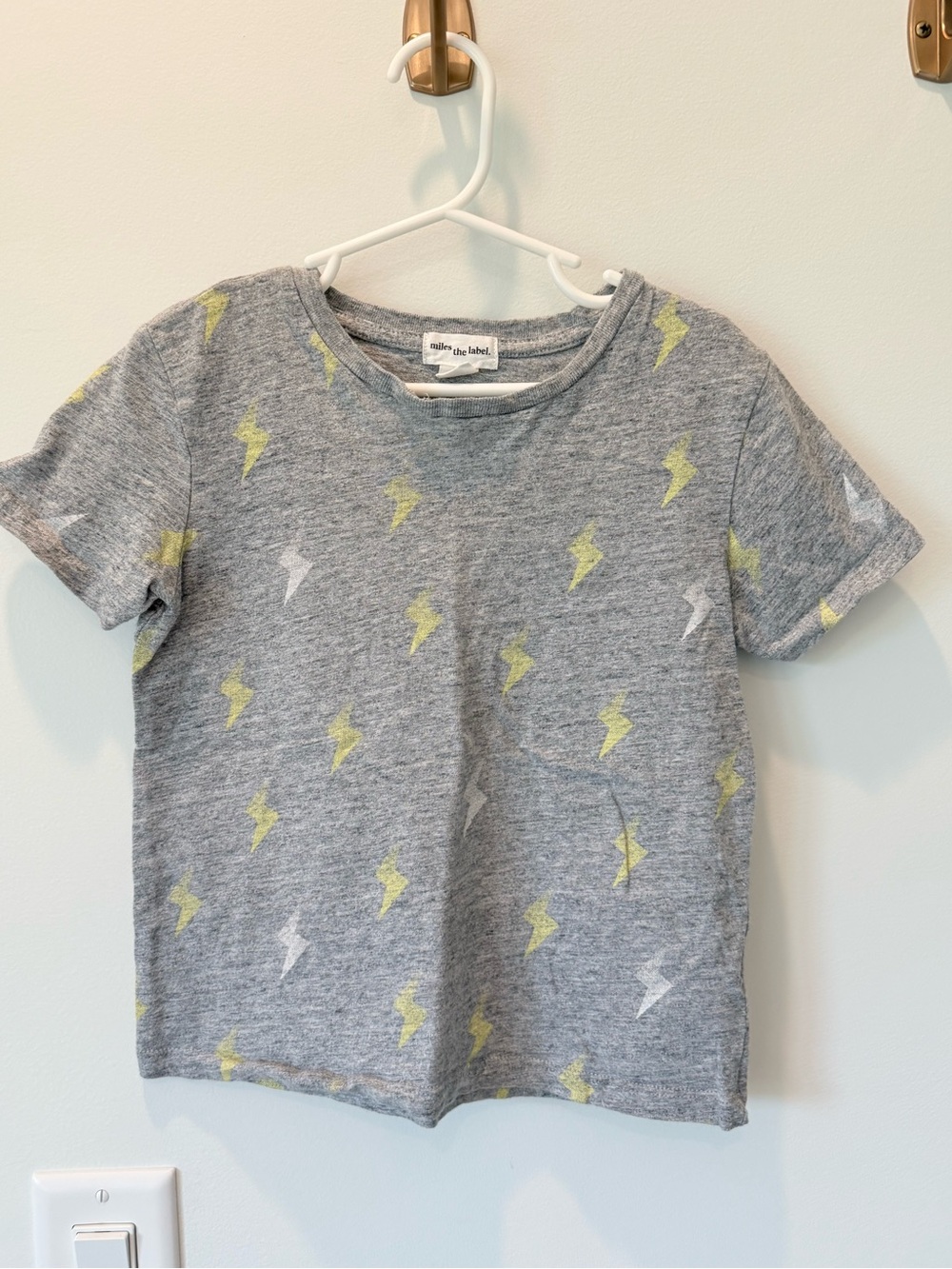Miles the label Boys Gray Lightning Bolt Tee Size 5